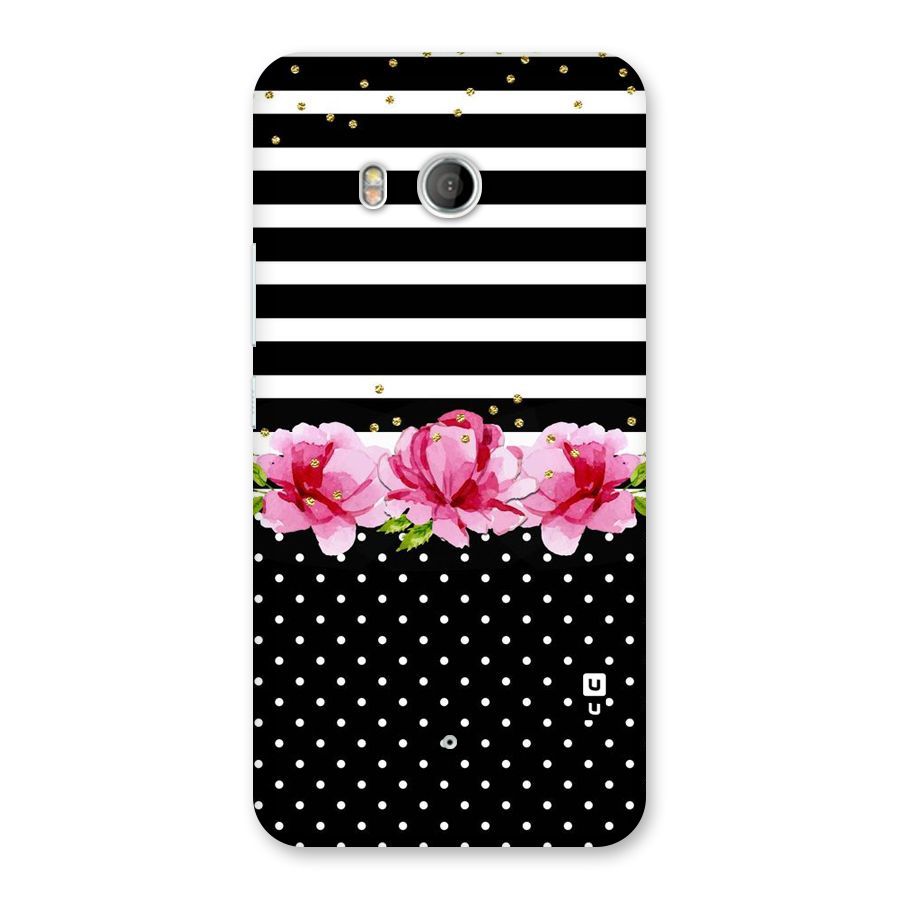 Polka Floral Stripes Back Case for HTC U11