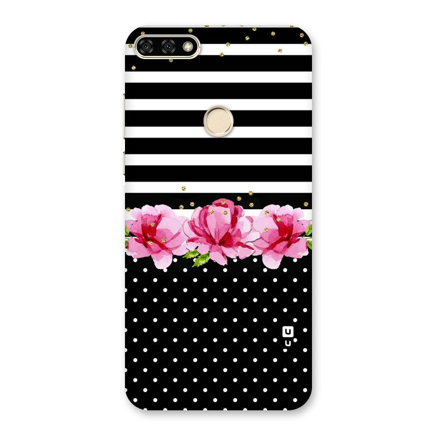 Polka Floral Stripes Back Case for Honor 7A