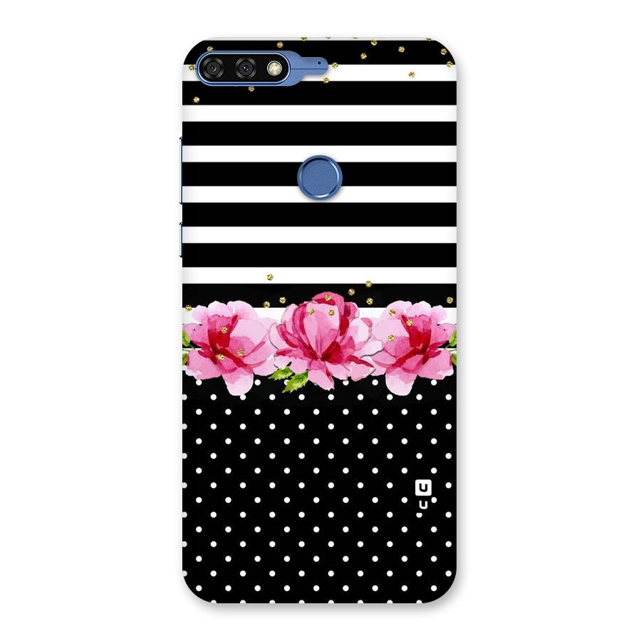 Polka Floral Stripes Back Case for Honor 7C