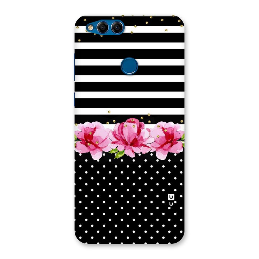 Polka Floral Stripes Back Case for Honor 7X