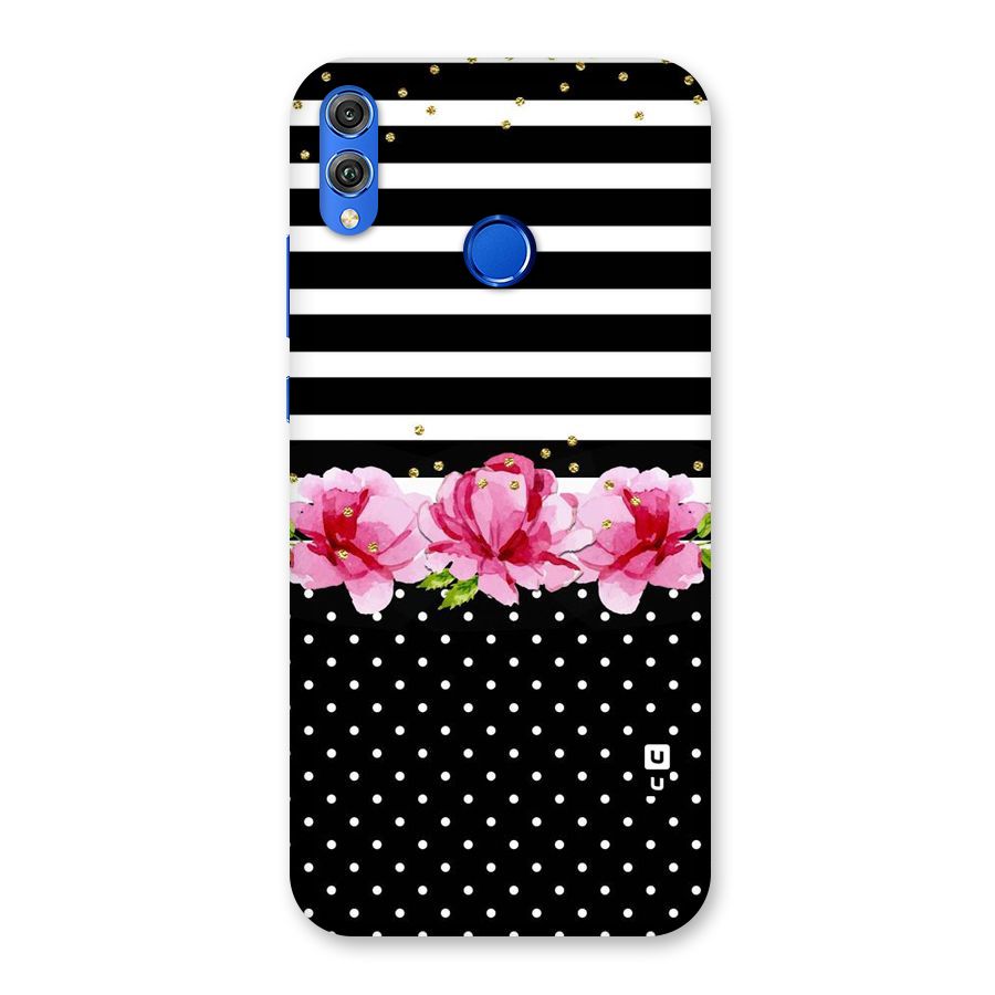 Polka Floral Stripes Back Case for Honor 8X