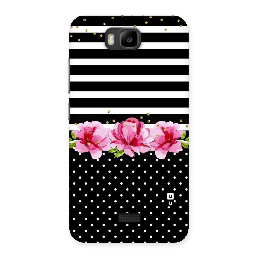 Polka Floral Stripes Back Case for Honor Bee