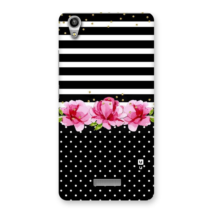 Polka Floral Stripes Back Case for Lava-Pixel-V1
