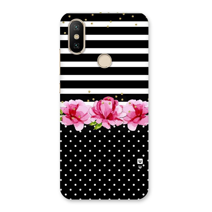 Polka Floral Stripes Back Case for Mi A2