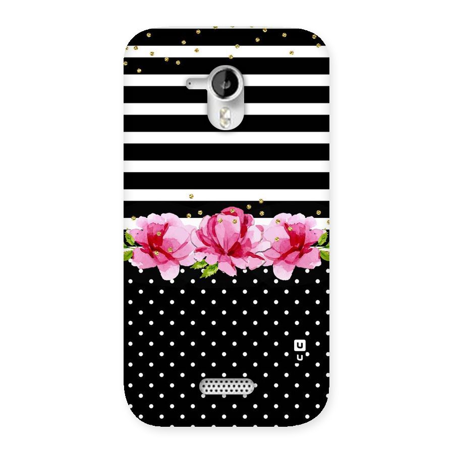Polka Floral Stripes Back Case for Micromax Canvas HD A116