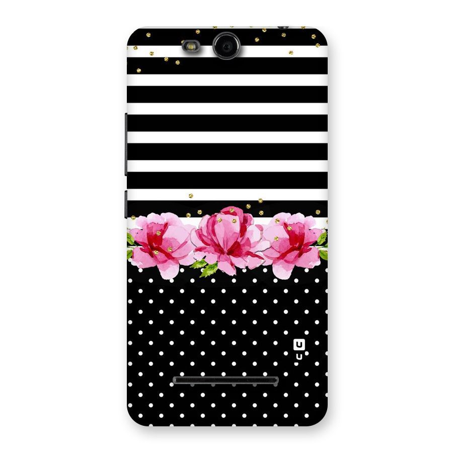 Polka Floral Stripes Back Case for Micromax Canvas Juice 3 Q392