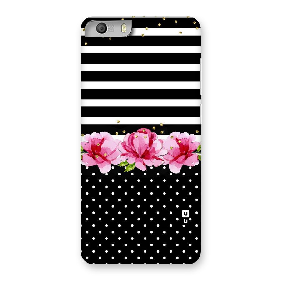 Polka Floral Stripes Back Case for Micromax Canvas Knight 2