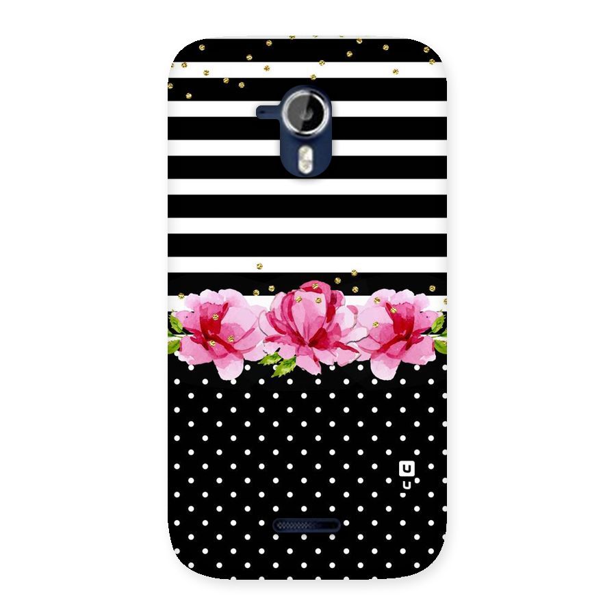 Polka Floral Stripes Back Case for Micromax Canvas Magnus A117