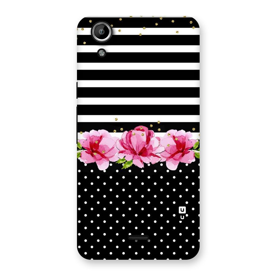 Polka Floral Stripes Back Case for Micromax Canvas Selfie Lens Q345