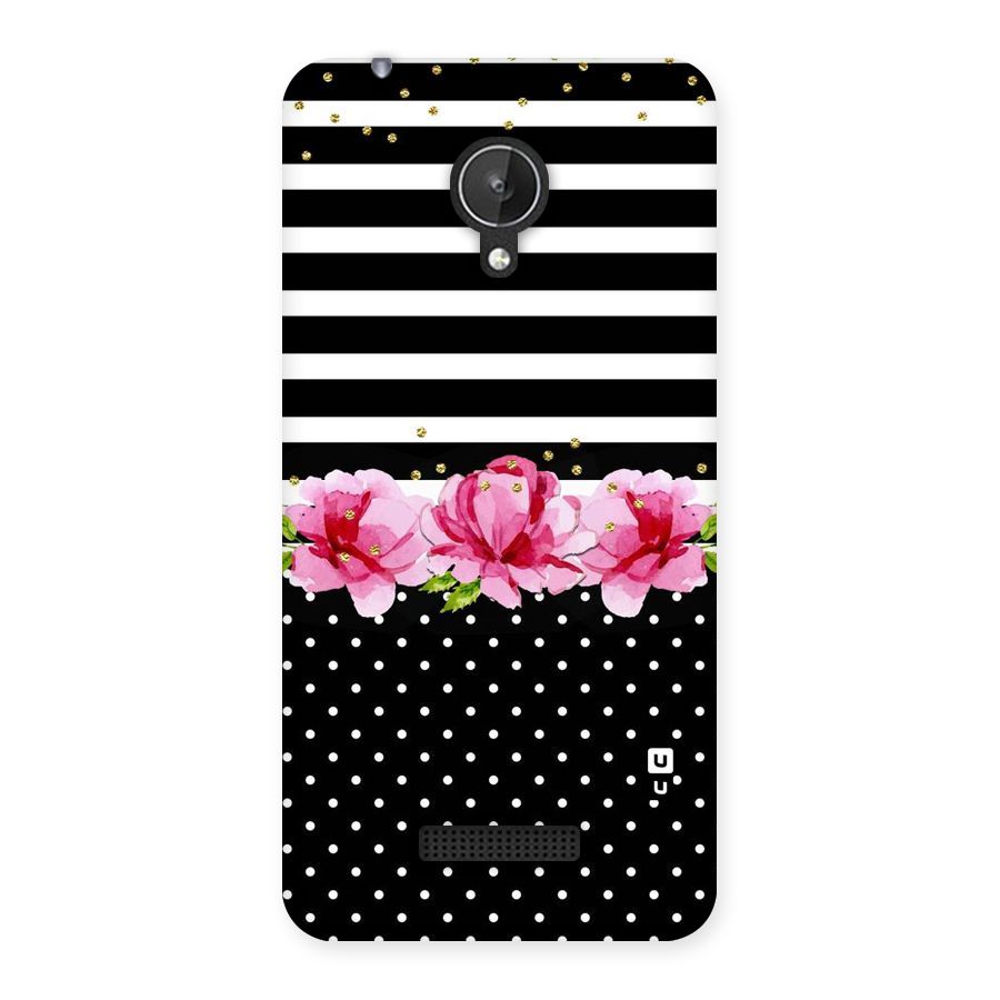 Polka Floral Stripes Back Case for Micromax Canvas Spark Q380