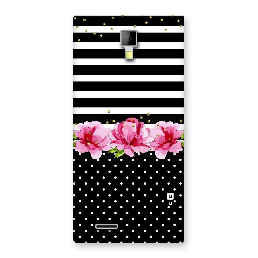 Polka Floral Stripes Back Case for Micromax Canvas Xpress A99