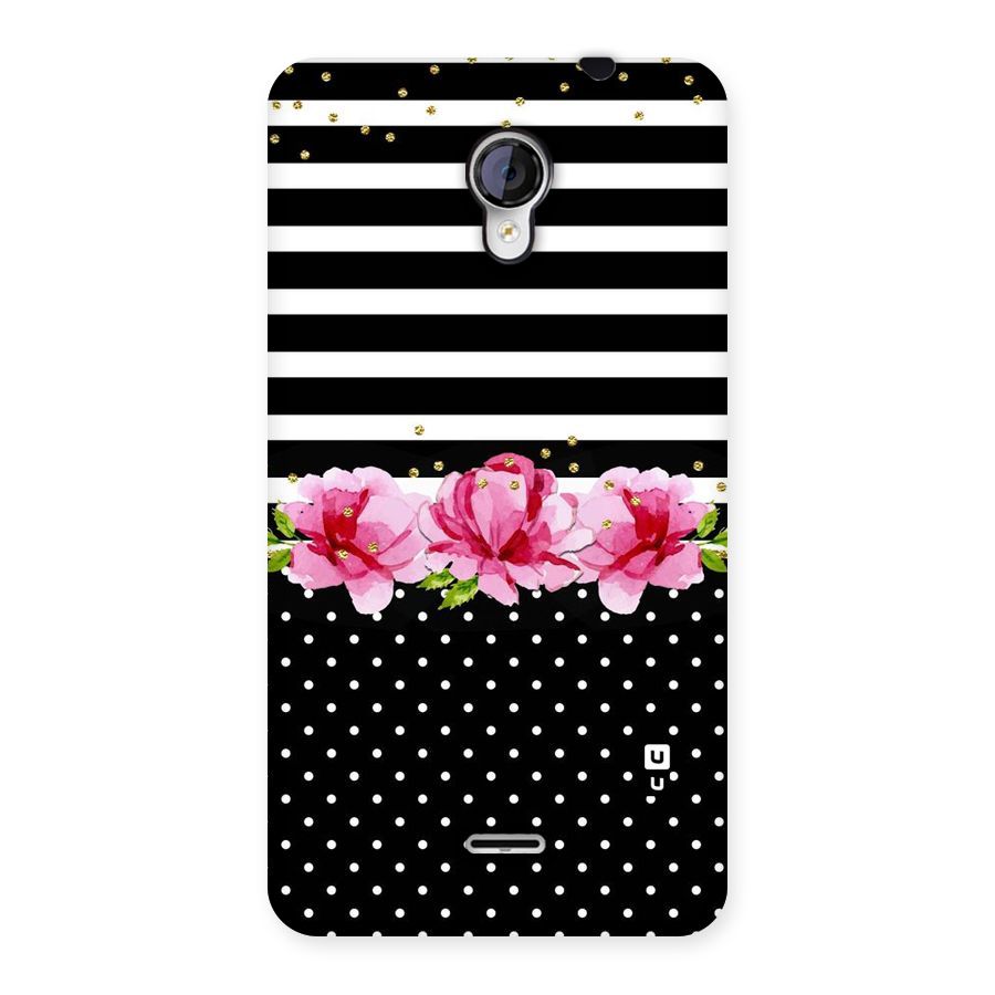 Polka Floral Stripes Back Case for Micromax Unite 2 A106