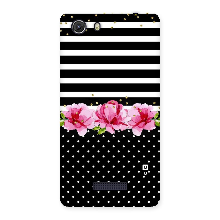 Polka Floral Stripes Back Case for Micromax Unite 3