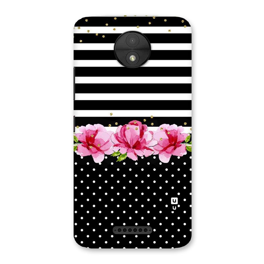 Polka Floral Stripes Back Case for Moto C