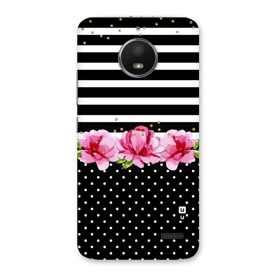 Polka Floral Stripes Back Case for Moto E4