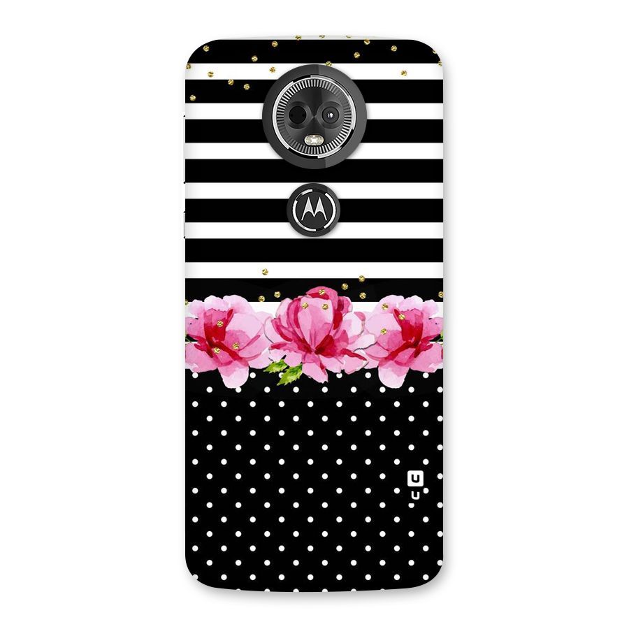 Polka Floral Stripes Back Case for Moto E5 Plus