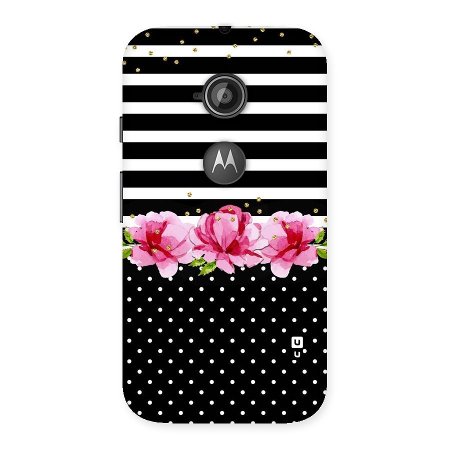 Polka Floral Stripes Back Case for Moto E 2nd Gen