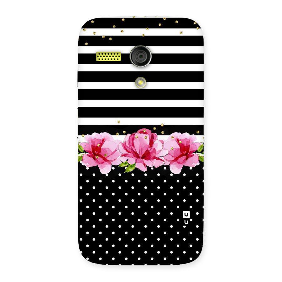 Polka Floral Stripes Back Case for Moto G