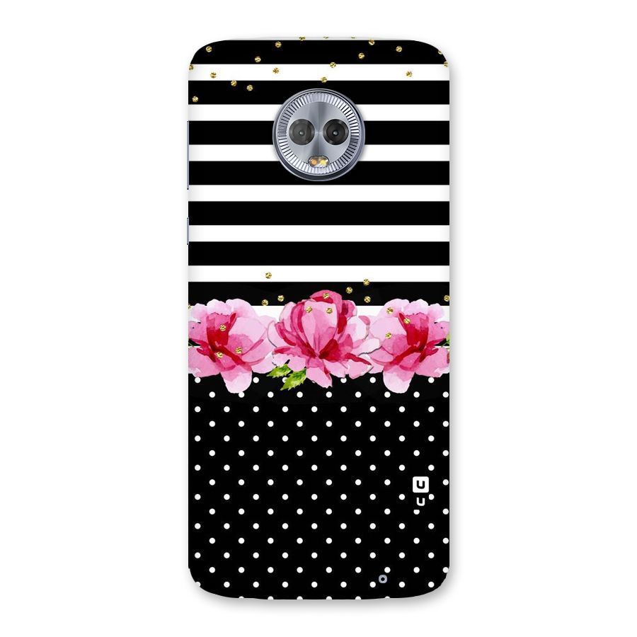Polka Floral Stripes Back Case for Moto G6 Plus
