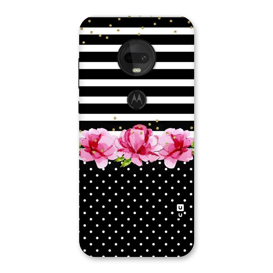 Polka Floral Stripes Back Case for Moto G7