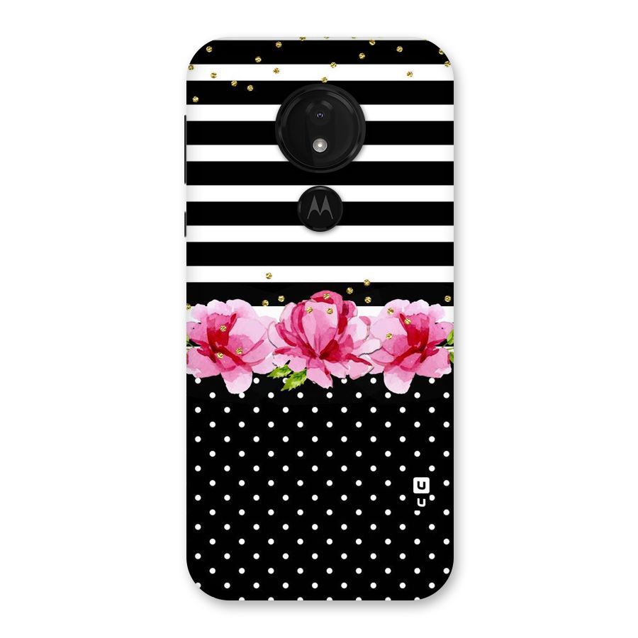 Polka Floral Stripes Back Case for Moto G7 Power