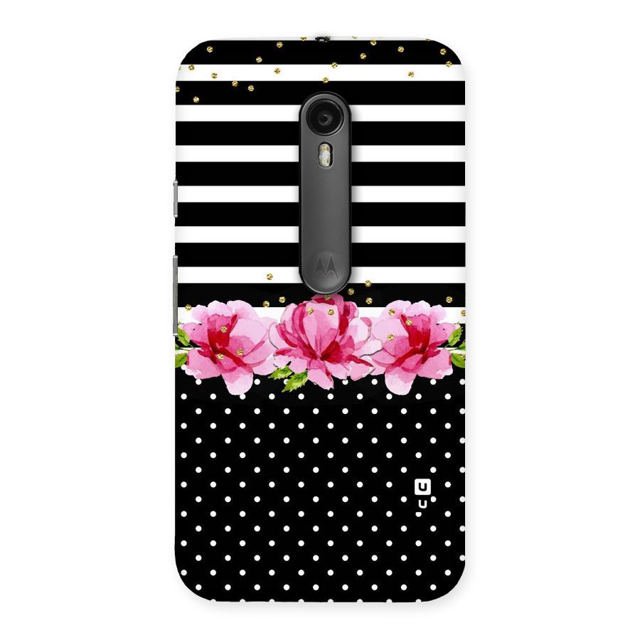 Polka Floral Stripes Back Case for Moto G Turbo