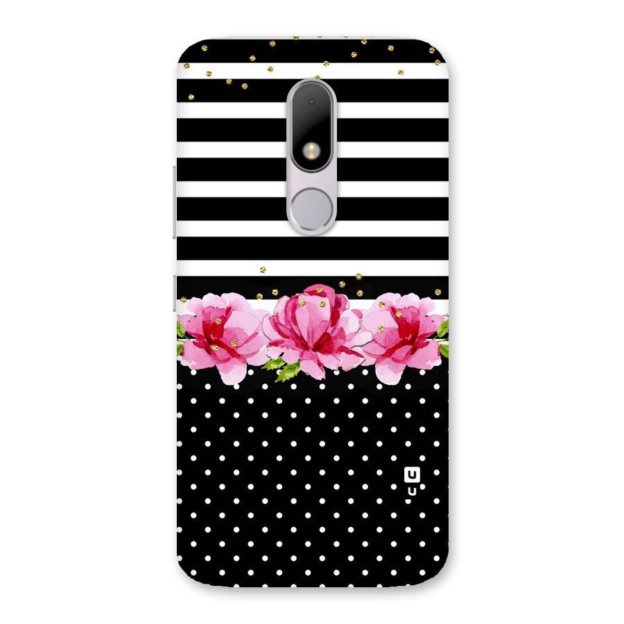 Polka Floral Stripes Back Case for Moto M