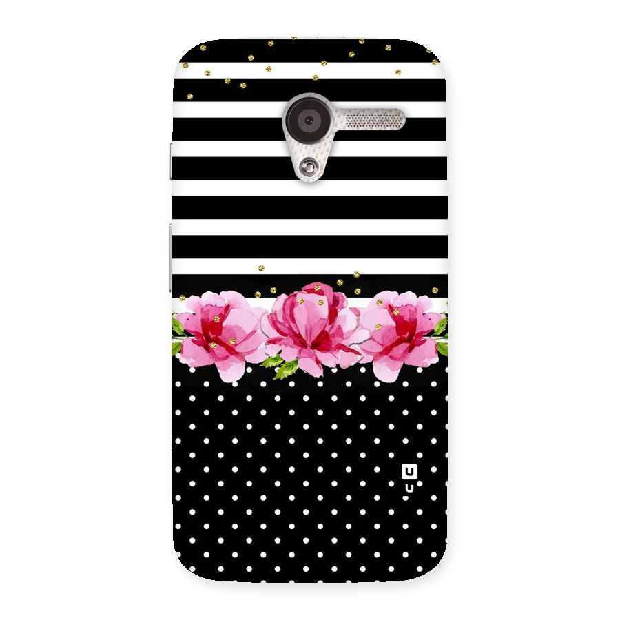 Polka Floral Stripes Back Case for Moto X
