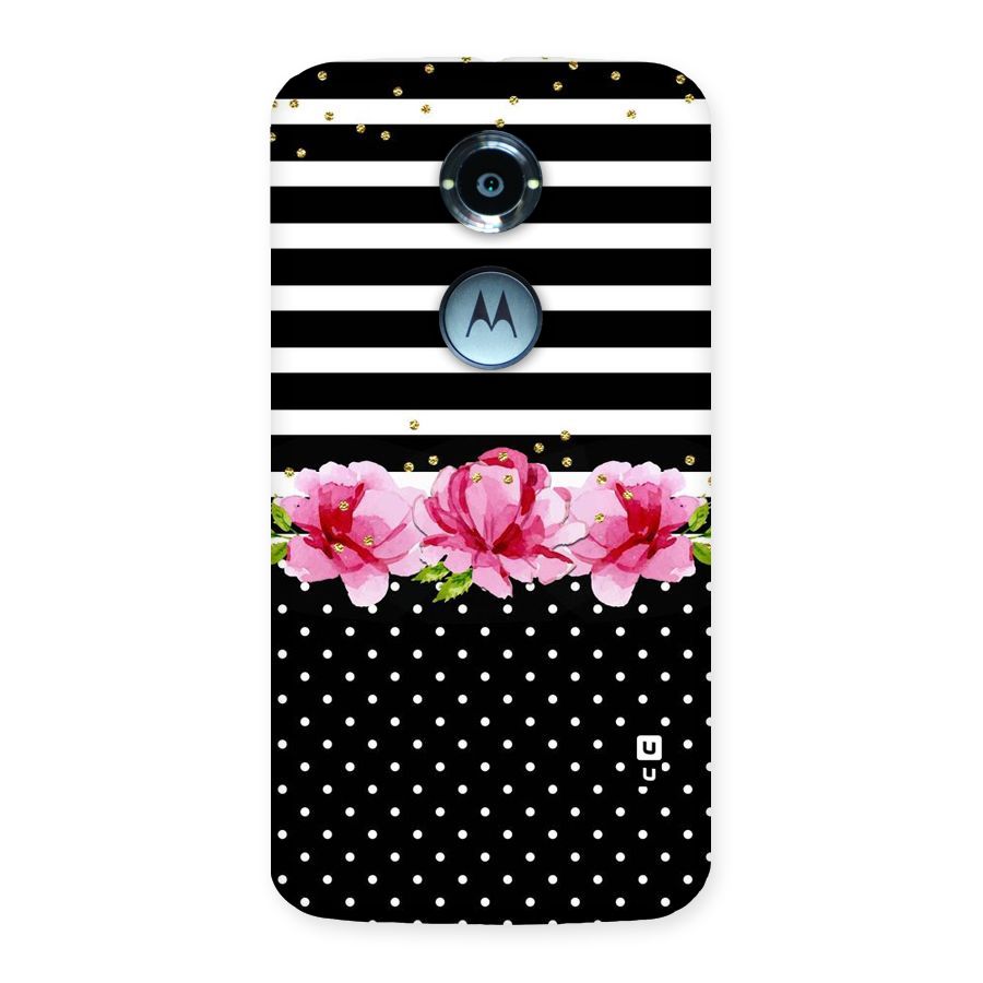 Polka Floral Stripes Back Case for Moto X 2nd Gen