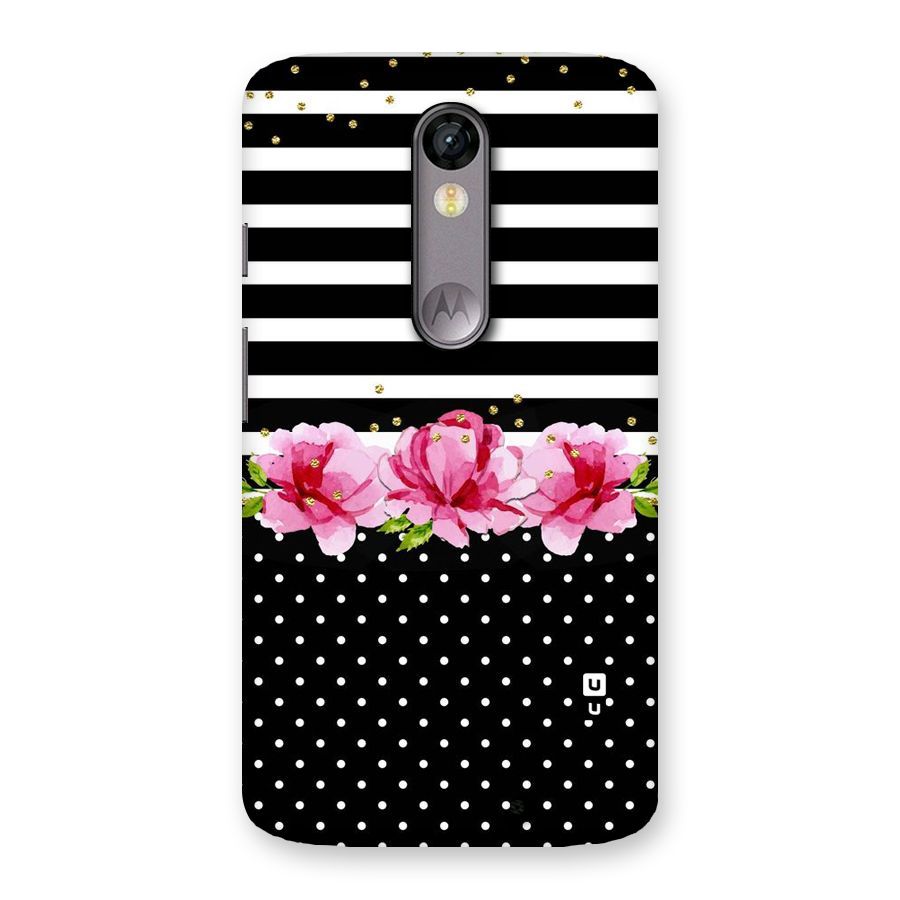 Polka Floral Stripes Back Case for Moto X Force