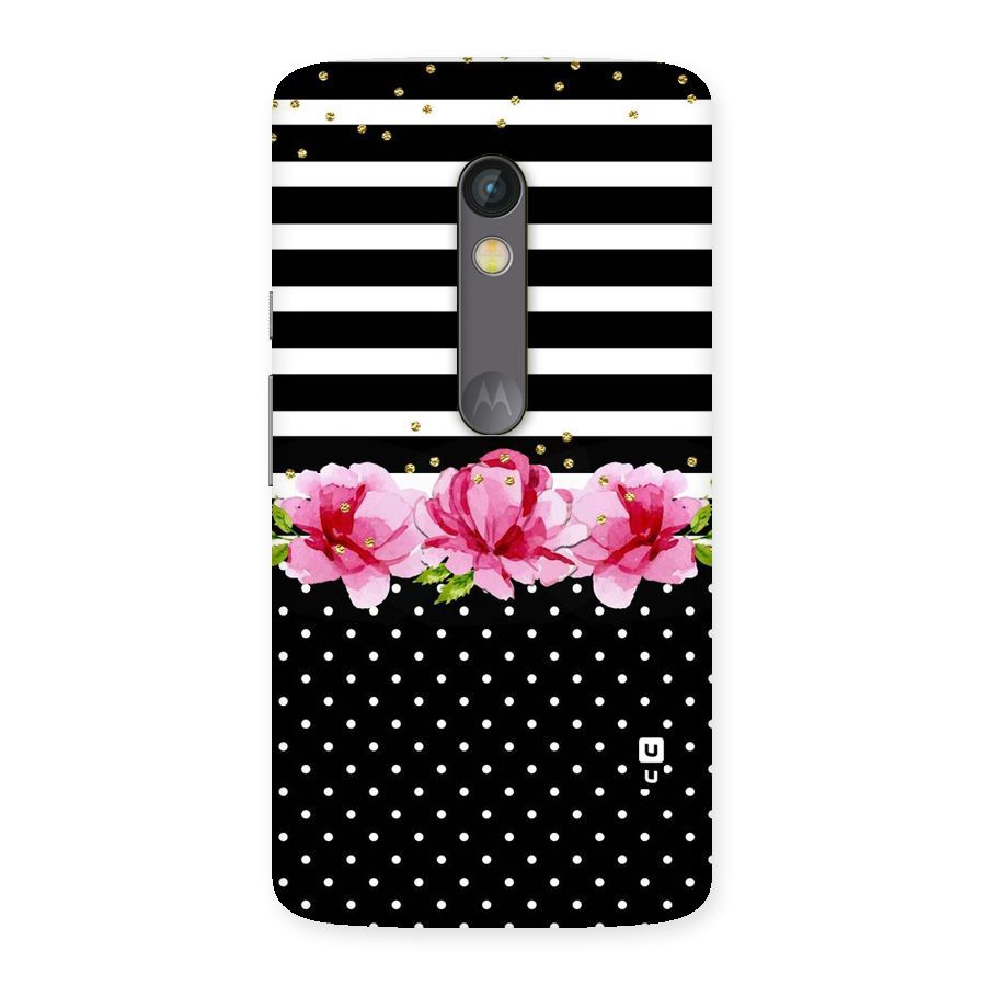 Polka Floral Stripes Back Case for Moto X Play