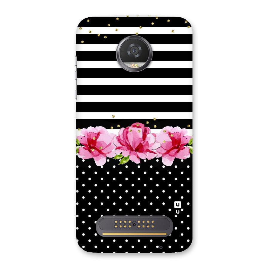 Polka Floral Stripes Back Case for Moto Z2 Play