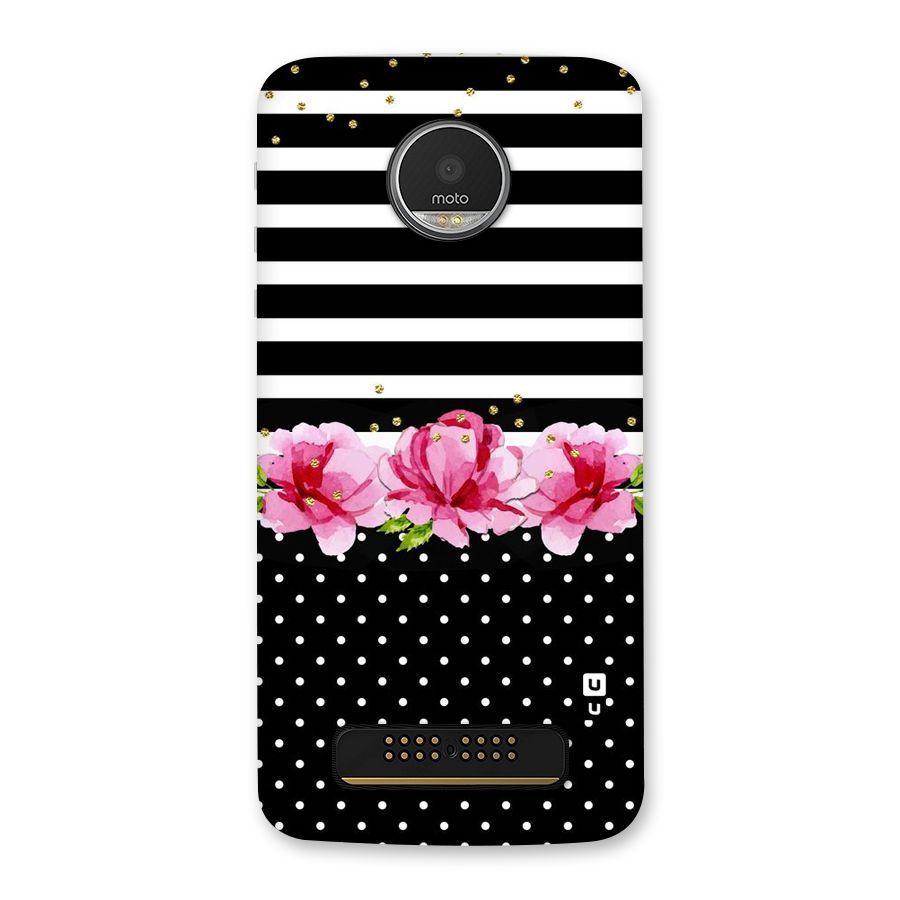 Polka Floral Stripes Back Case for Moto Z Play