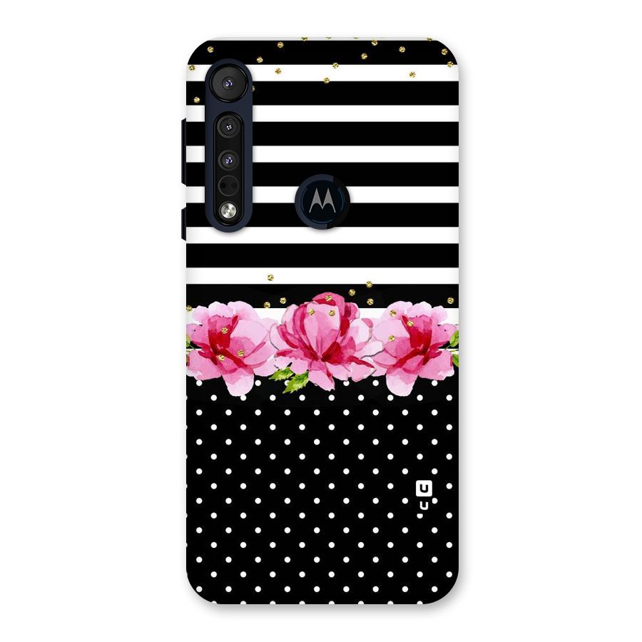 Polka Floral Stripes Back Case for Motorola One Macro