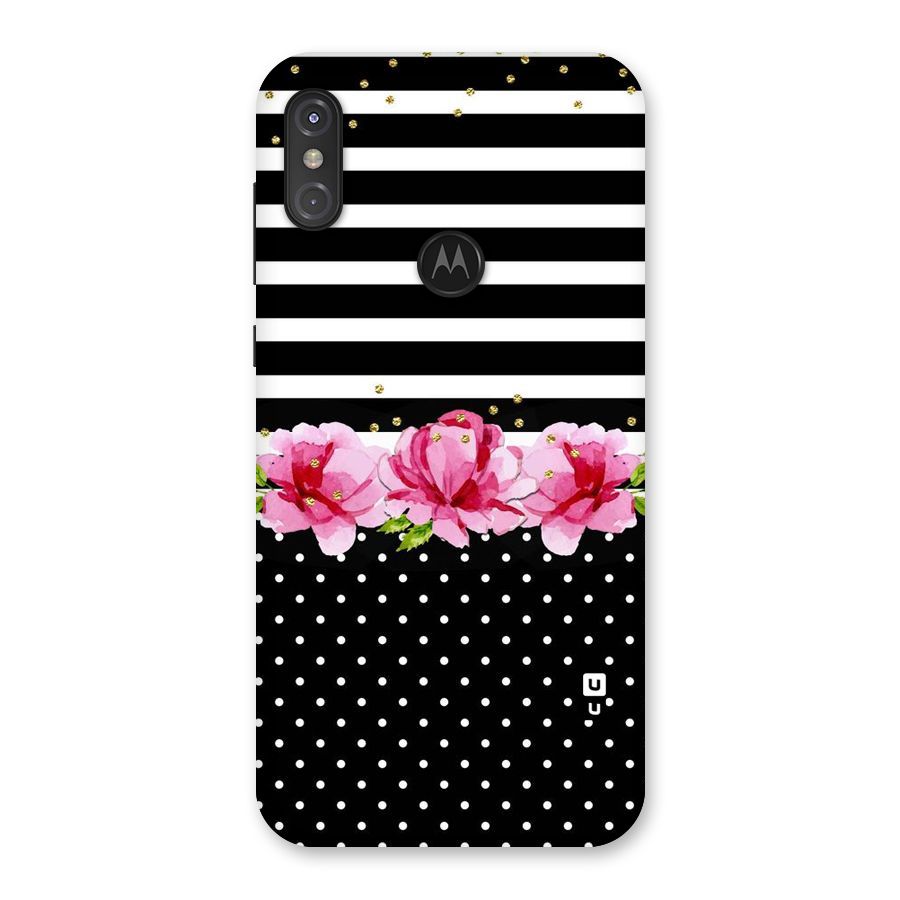 Polka Floral Stripes Back Case for Motorola One Power
