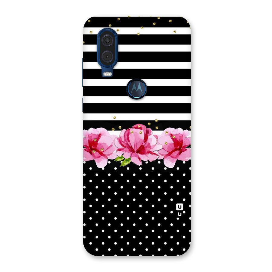 Polka Floral Stripes Back Case for Motorola One Vision