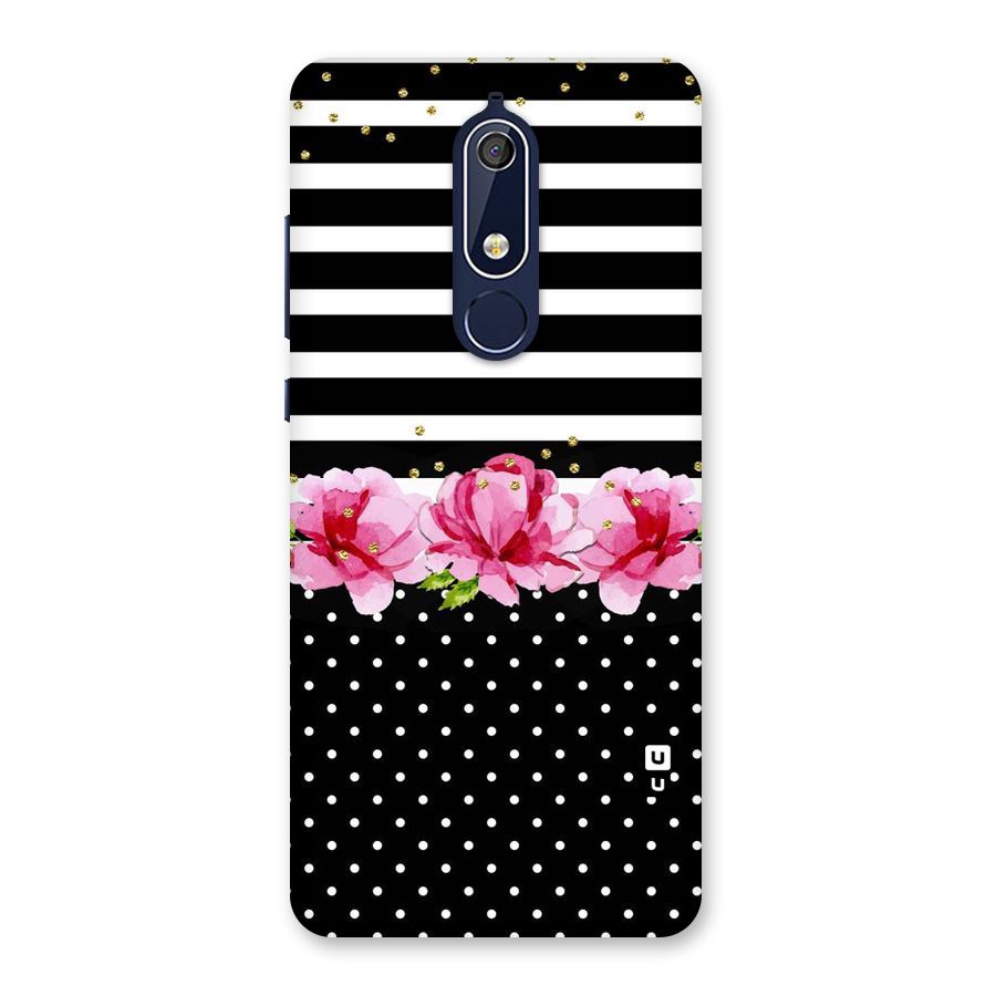 Polka Floral Stripes Back Case for Nokia 5.1