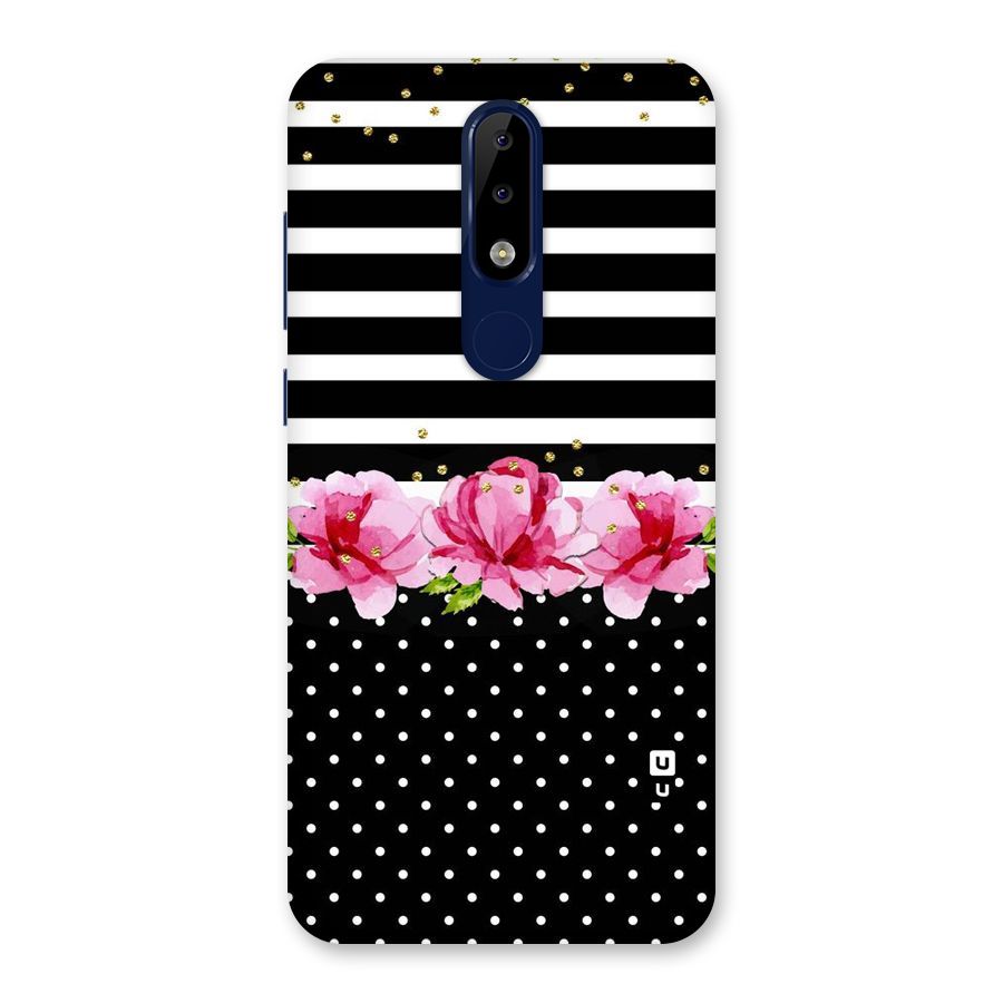 Polka Floral Stripes Back Case for Nokia 5.1 Plus
