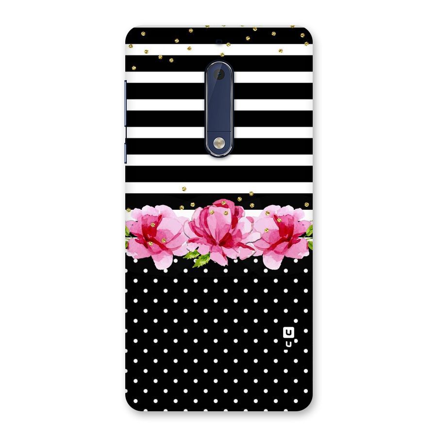 Polka Floral Stripes Back Case for Nokia 5
