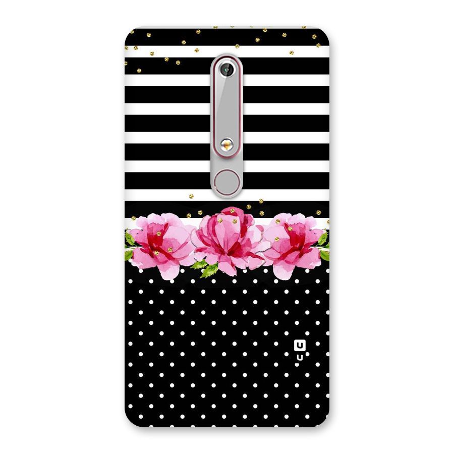Polka Floral Stripes Back Case for Nokia 6.1