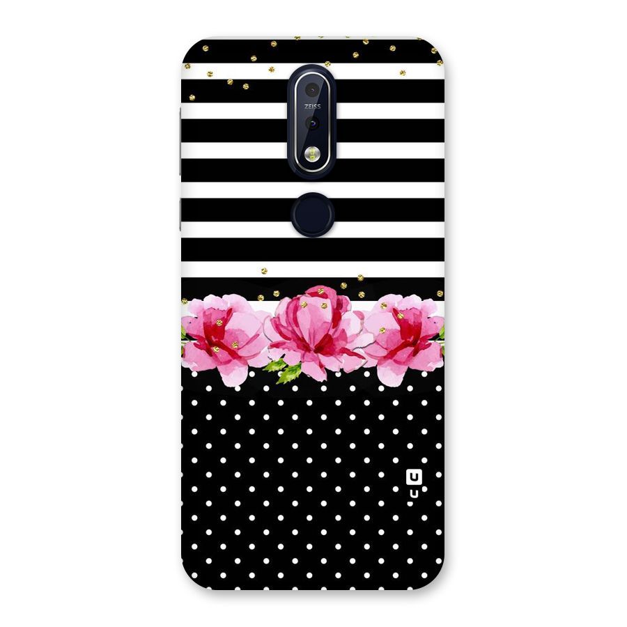 Polka Floral Stripes Back Case for Nokia 7.1