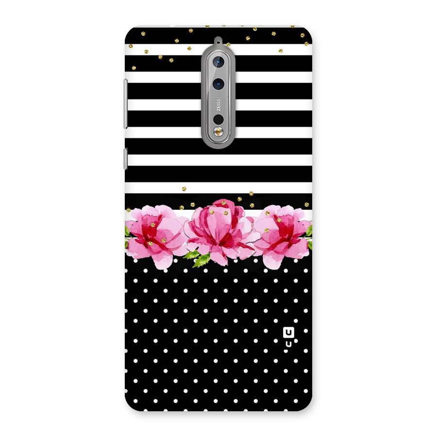 Polka Floral Stripes Back Case for Nokia 8