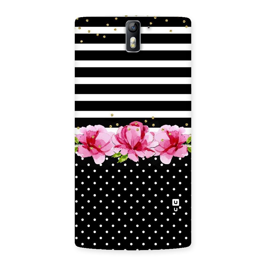 Polka Floral Stripes Back Case for One Plus One