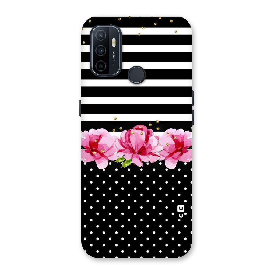 Polka Floral Stripes Back Case for Oppo A32