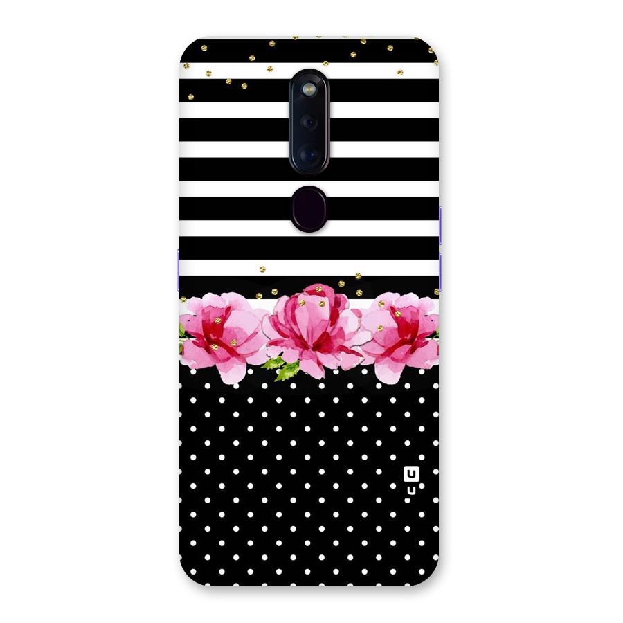 Polka Floral Stripes Back Case for Oppo F11 Pro