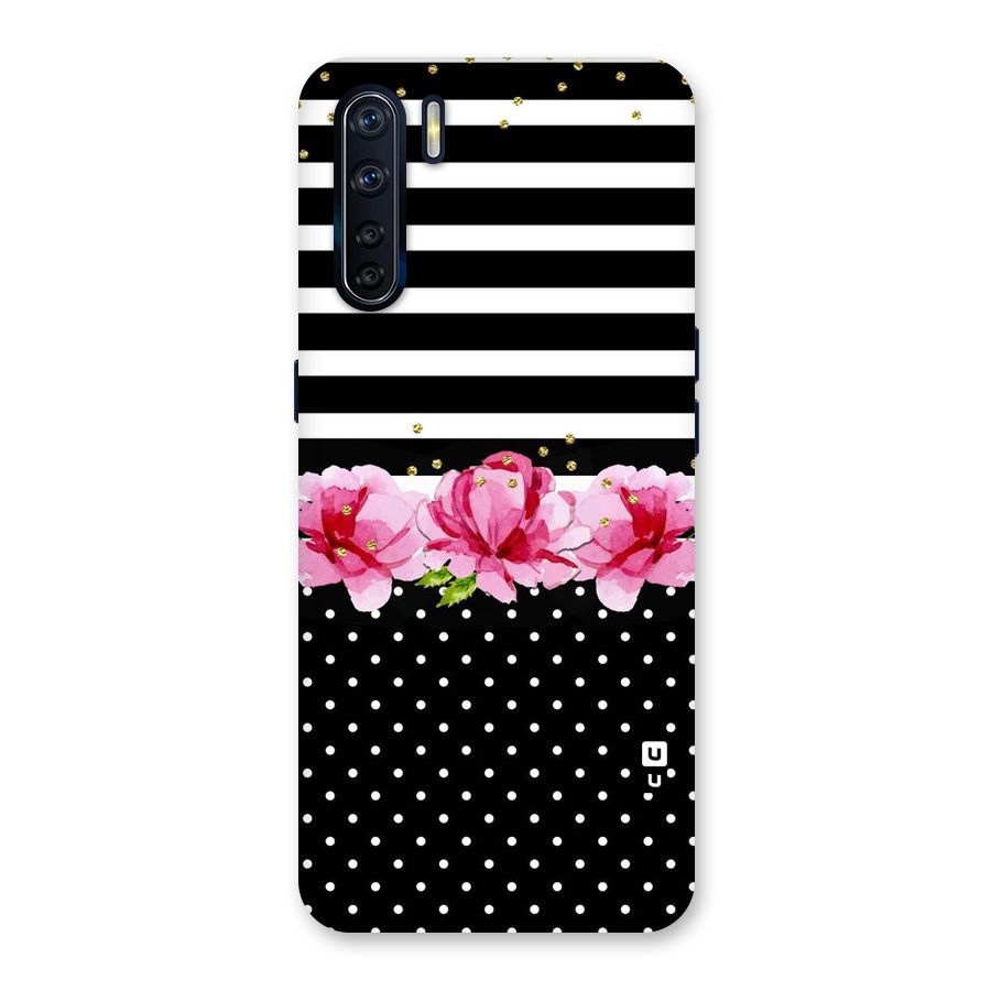 Polka Floral Stripes Back Case for Oppo F15