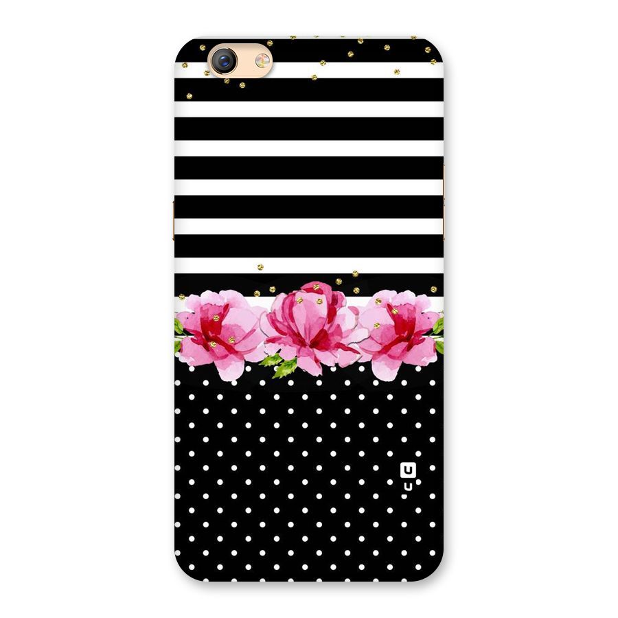 Polka Floral Stripes Back Case for Oppo F3 Plus