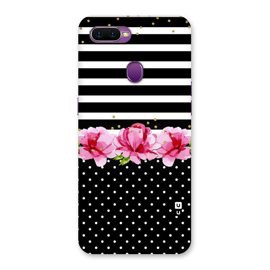Polka Floral Stripes Back Case for Oppo F9
