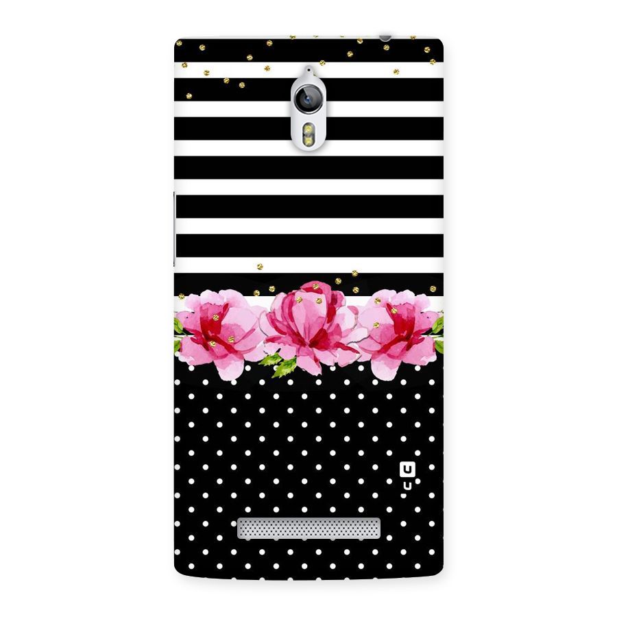 Polka Floral Stripes Back Case for Oppo Find 7