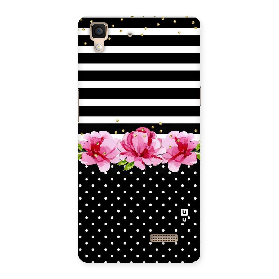 Polka Floral Stripes Back Case for Oppo R7